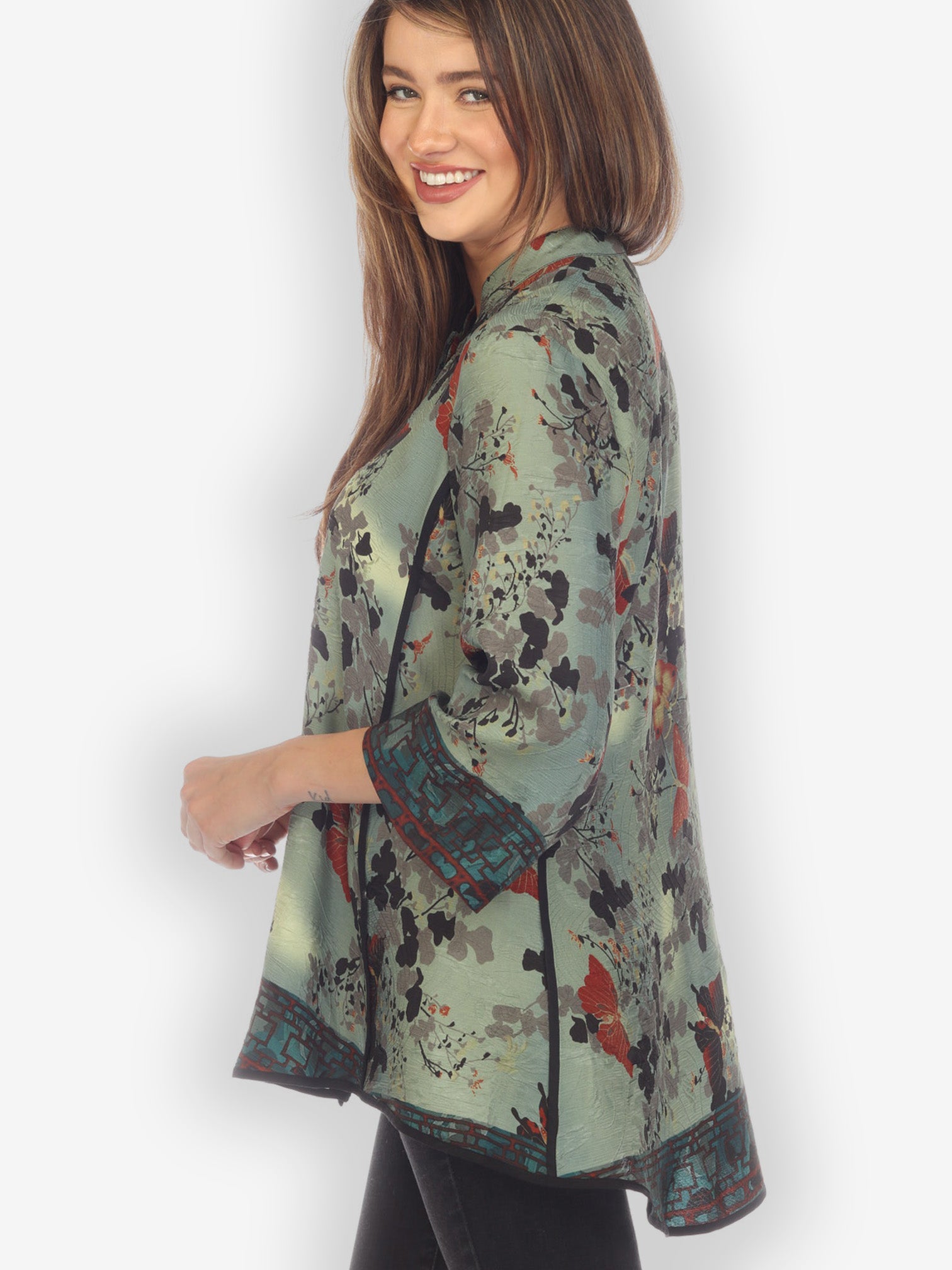 Jackets Butterfly Clouds Border Tummy Tuck Blouse