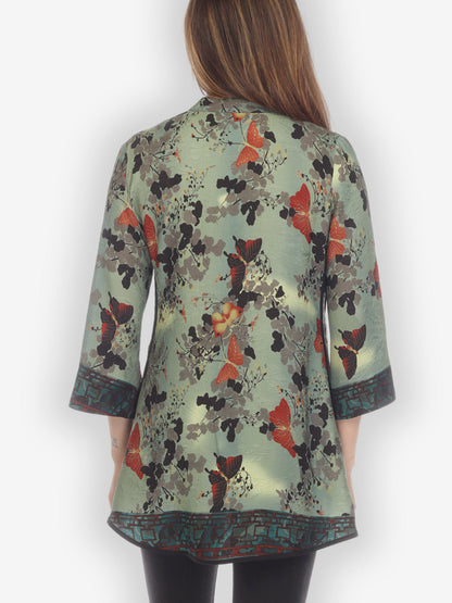 Jackets Butterfly Clouds Border Tummy Tuck Blouse