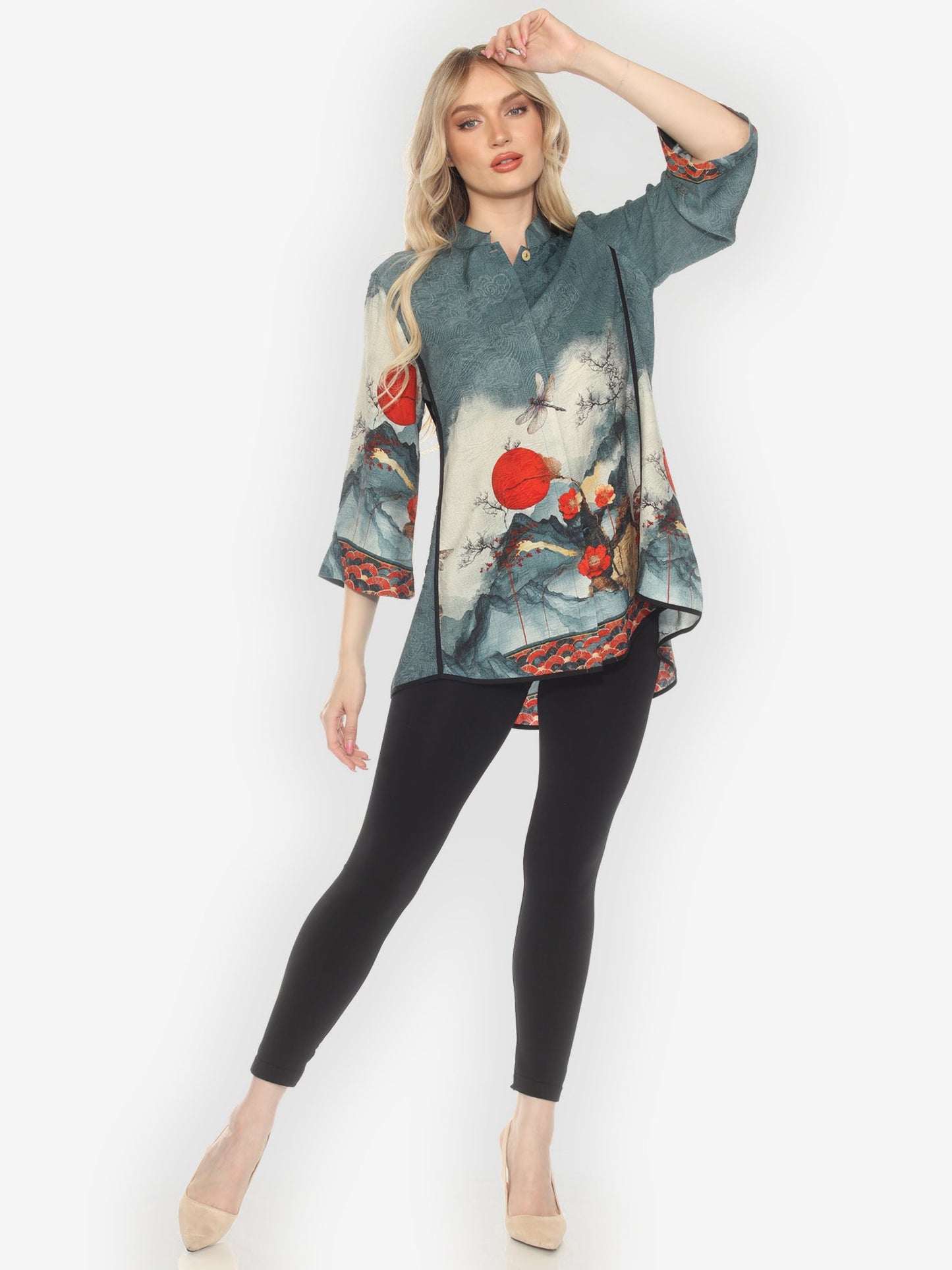 Tummy Tuck Shirt Blossom and Medallion Dragonfly Mountains Shirt