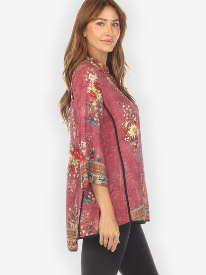 Open Front Kimono Dragonfly and Waterlilies Tummy Tuck Shirt