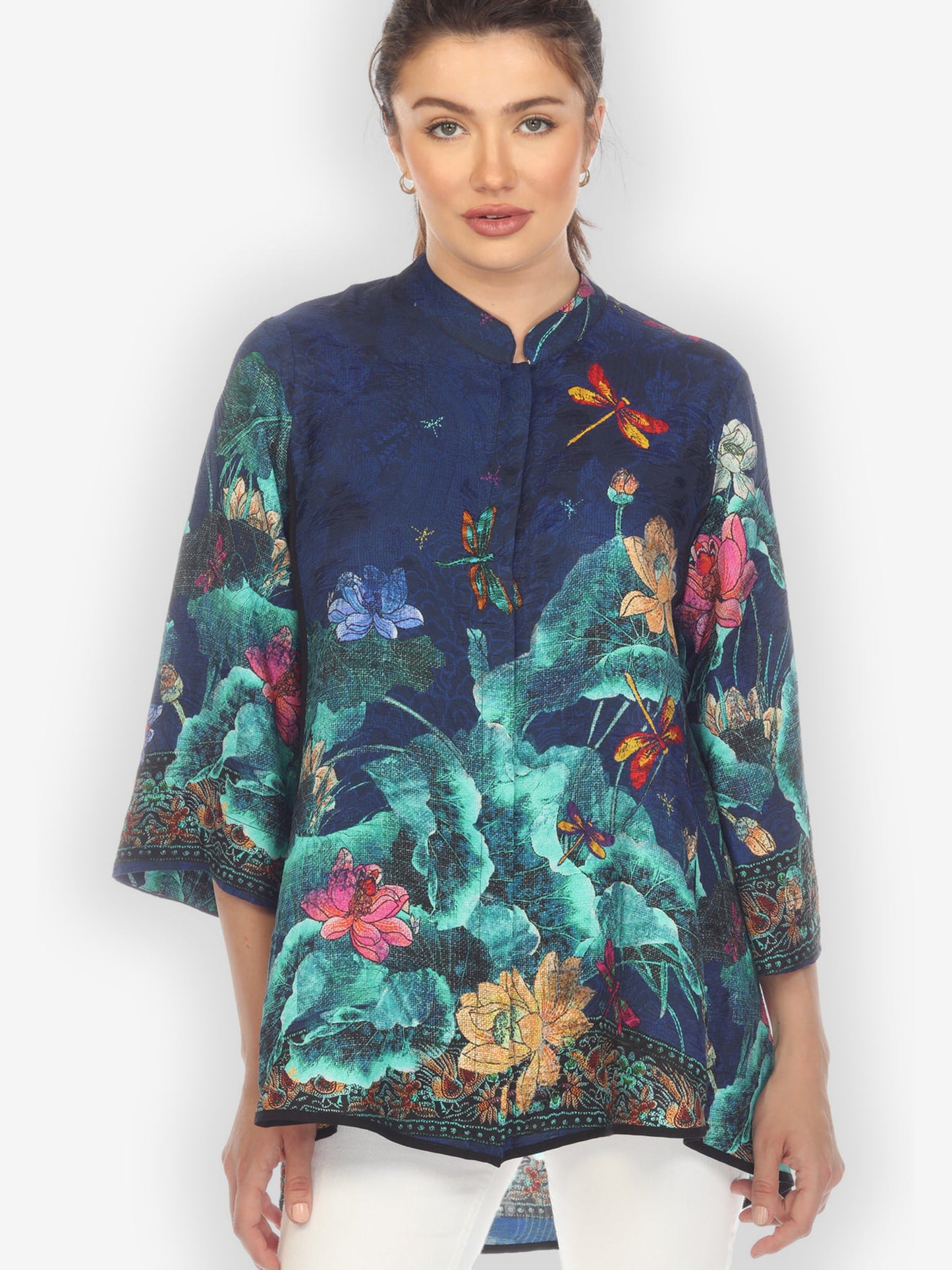 Jackets Dragonfly Lotus Turquoise Tummy Tuck Blouse