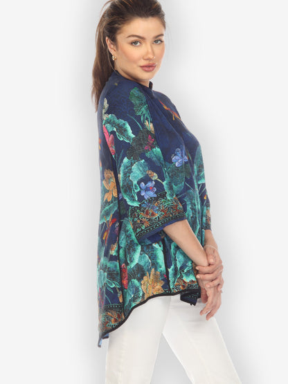 Jackets Dragonfly Lotus Turquoise Tummy Tuck Blouse