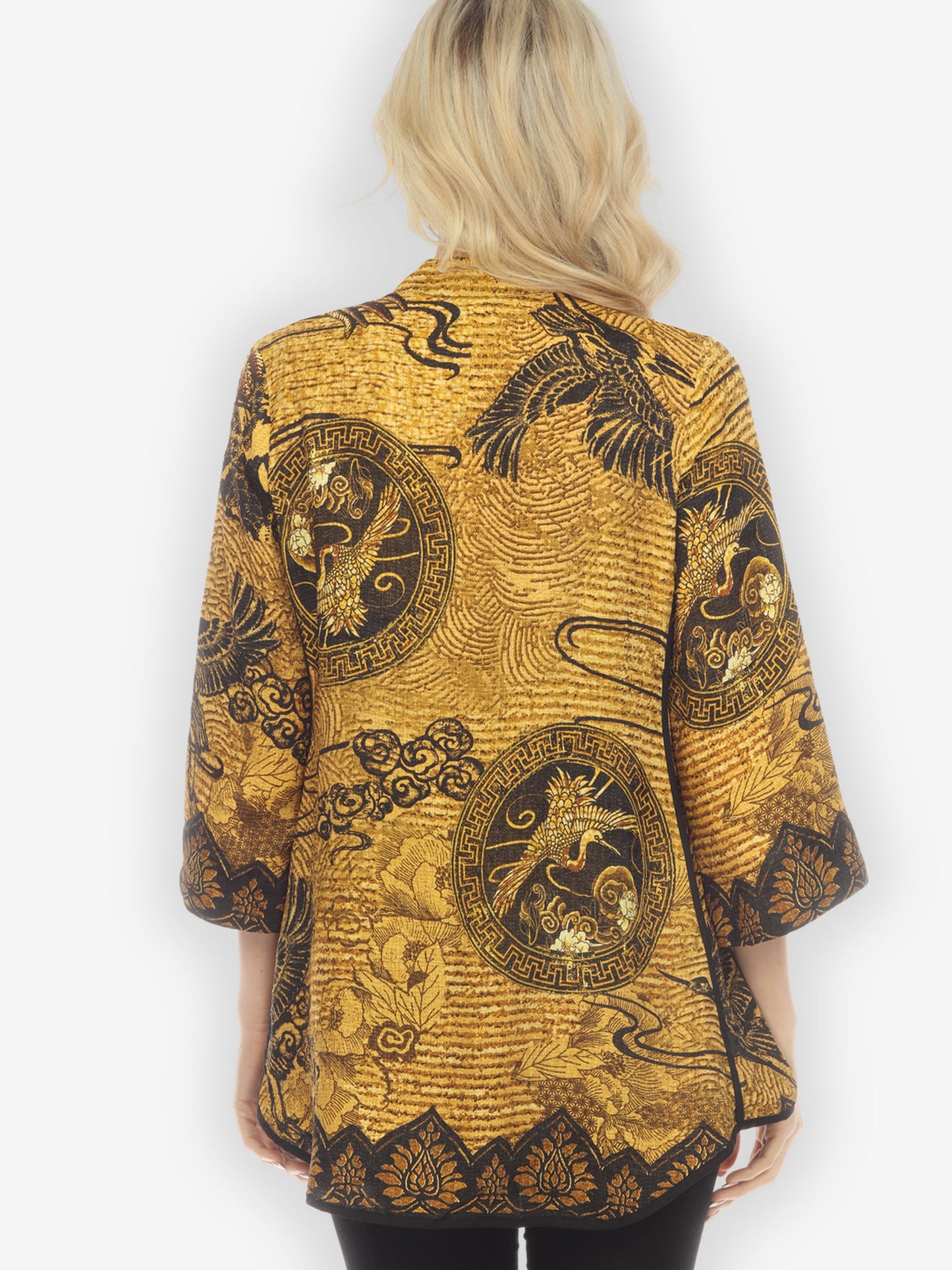 Jackets Elegant Crane Design Tummy Tuck Shirt