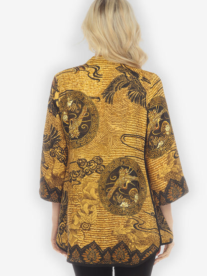 Jackets Elegant Crane Design Tummy Tuck Shirt