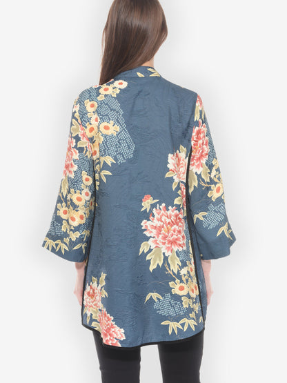 Jackets Indigo Shibori Flowers Tummy Tuck Shirt