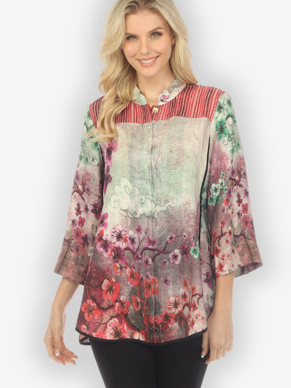 Jackets Joy Bloom Border Red Tummy Tuck Shirt