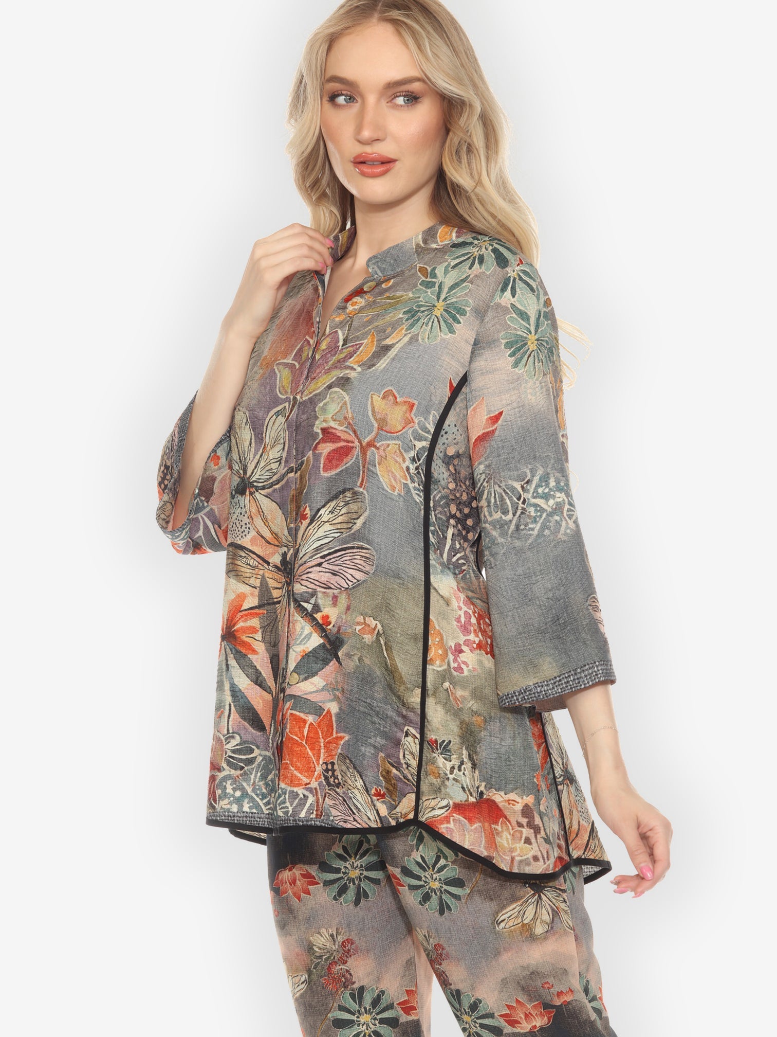 Tummy Tuck Shirt Japanese Modern Dragonfly Tummy Tuck Shirt