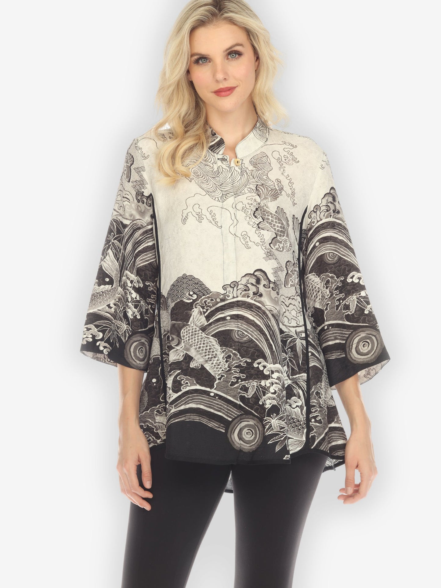 Jackets Koi Black White Tummy Tuck Shirt