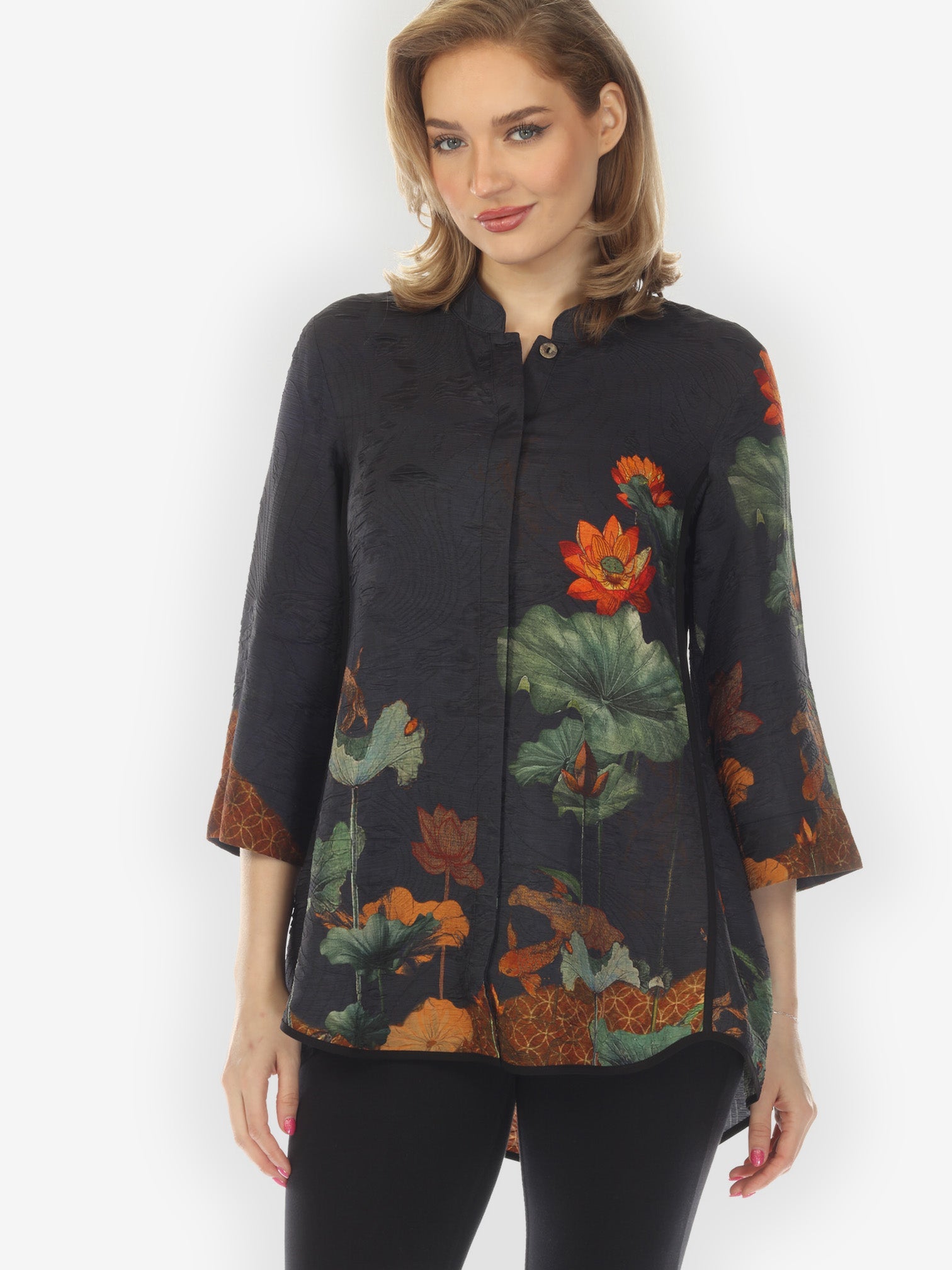 Tummy Tuck Shirt Lotus Paradise Navy Tummy Tuck Shirt