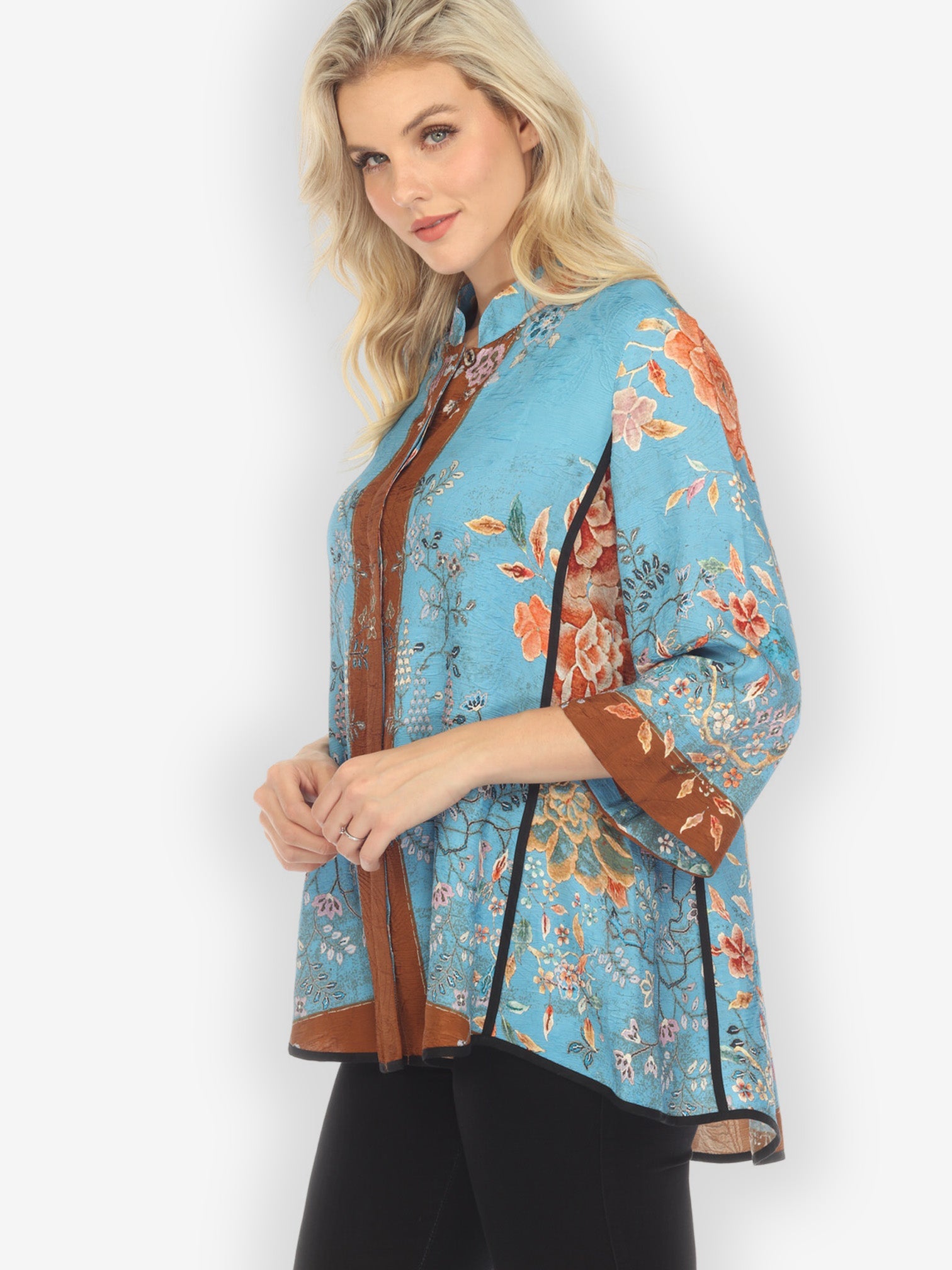 Jackets Queenly Radiant Charm in Blue Tummy Tuck Shirt