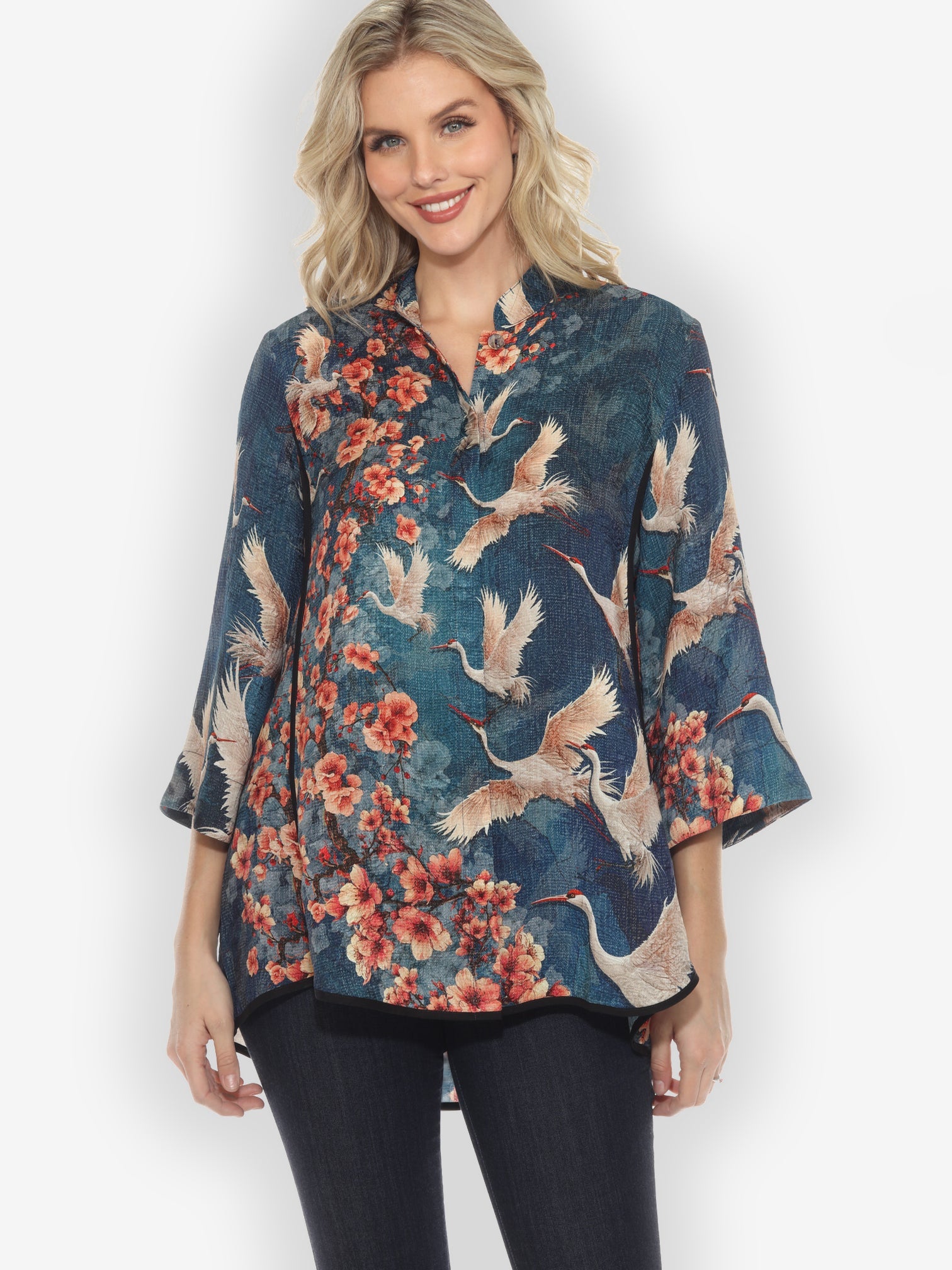 Jackets Sakura and Cranes Tummy Tuck Shirt