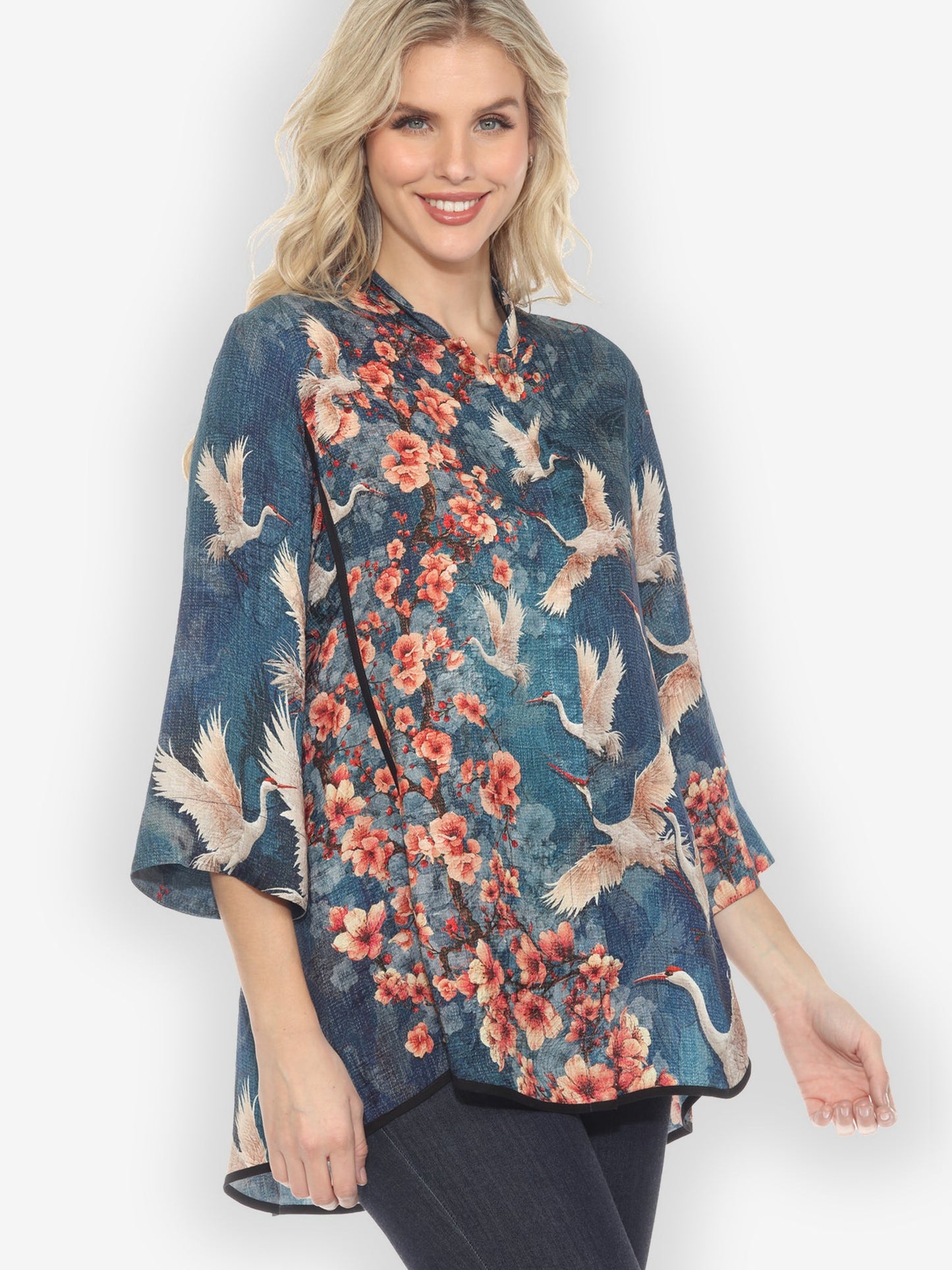 Jackets Sakura and Cranes Tummy Tuck Shirt