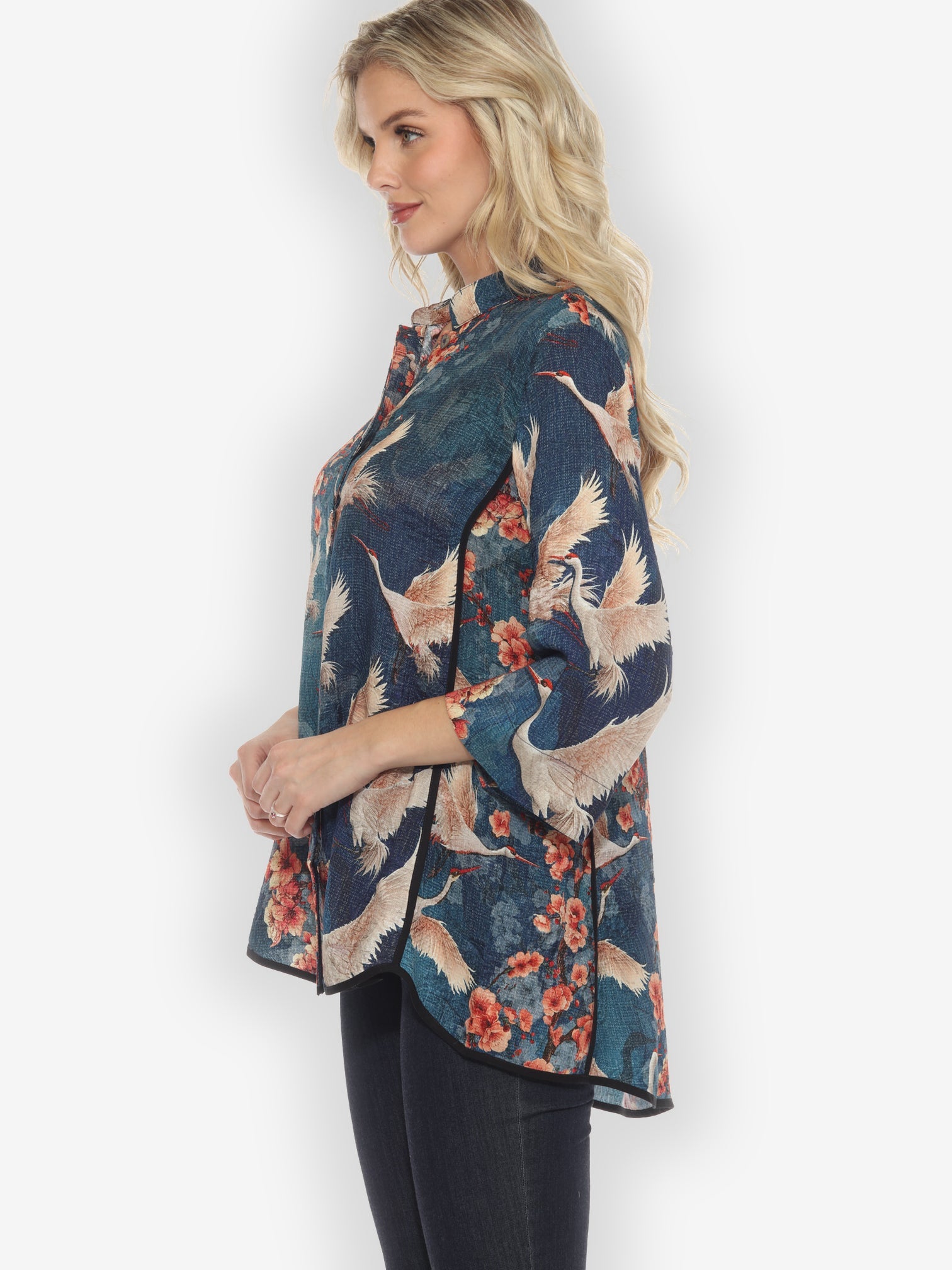 Jackets Sakura and Cranes Tummy Tuck Shirt