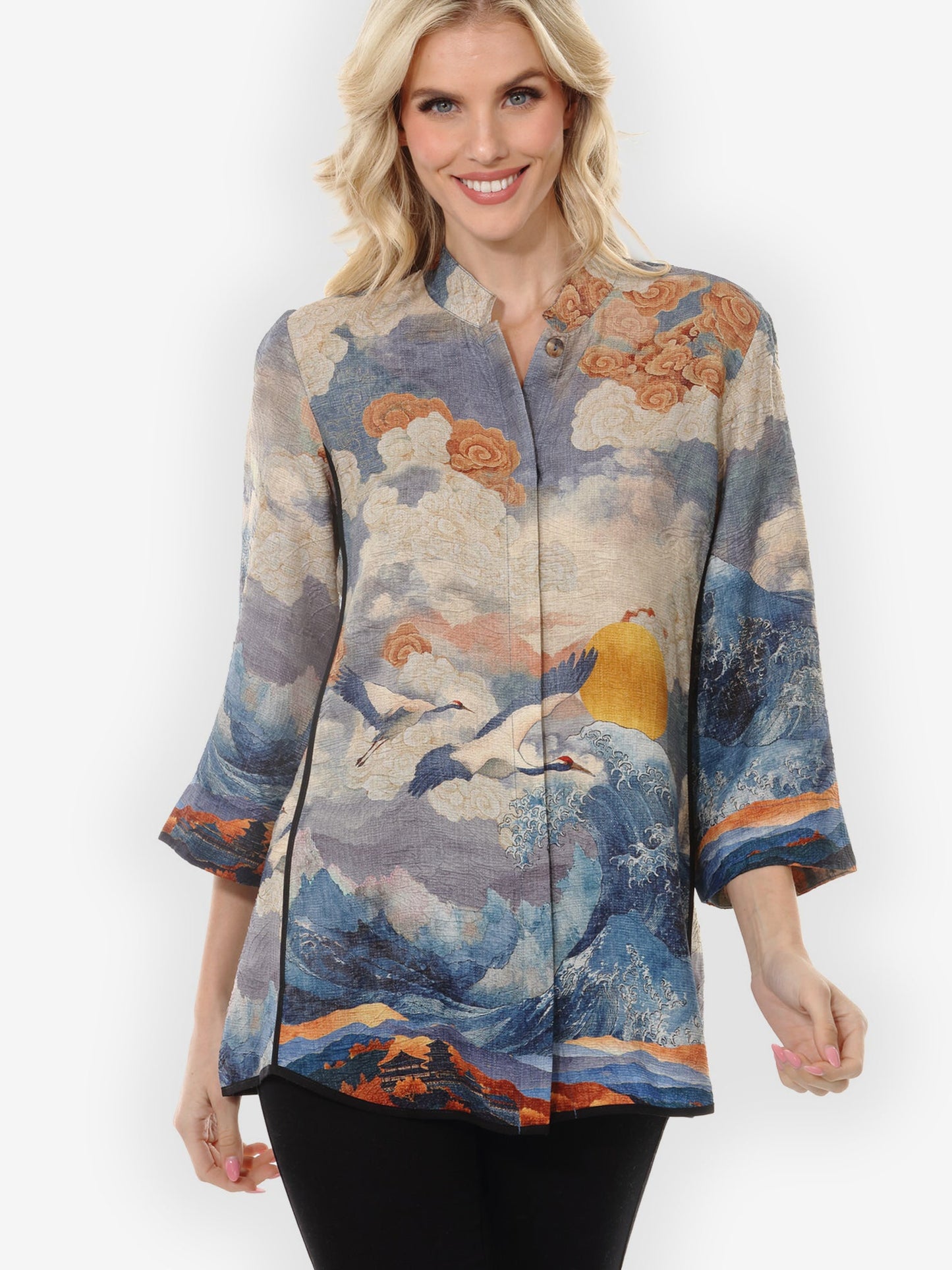 Tummy Tuck Shirt Sun Crane in Blue Colorway Tummy Tuck Shirt