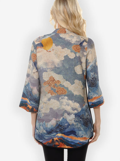 Tummy Tuck Shirt Sun Crane in Blue Colorway Tummy Tuck Shirt