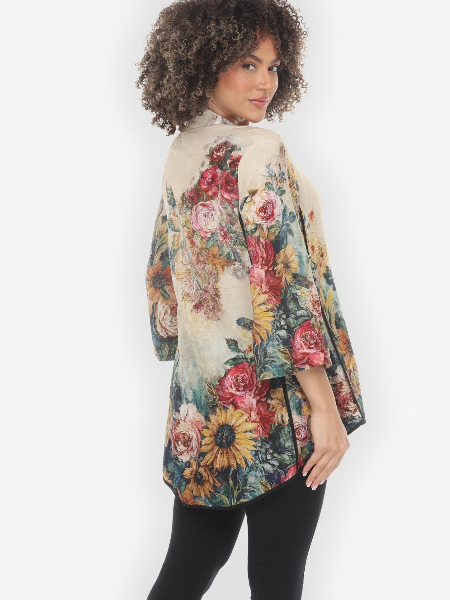 Vintage Floral Art Tummy Tuck Shirt