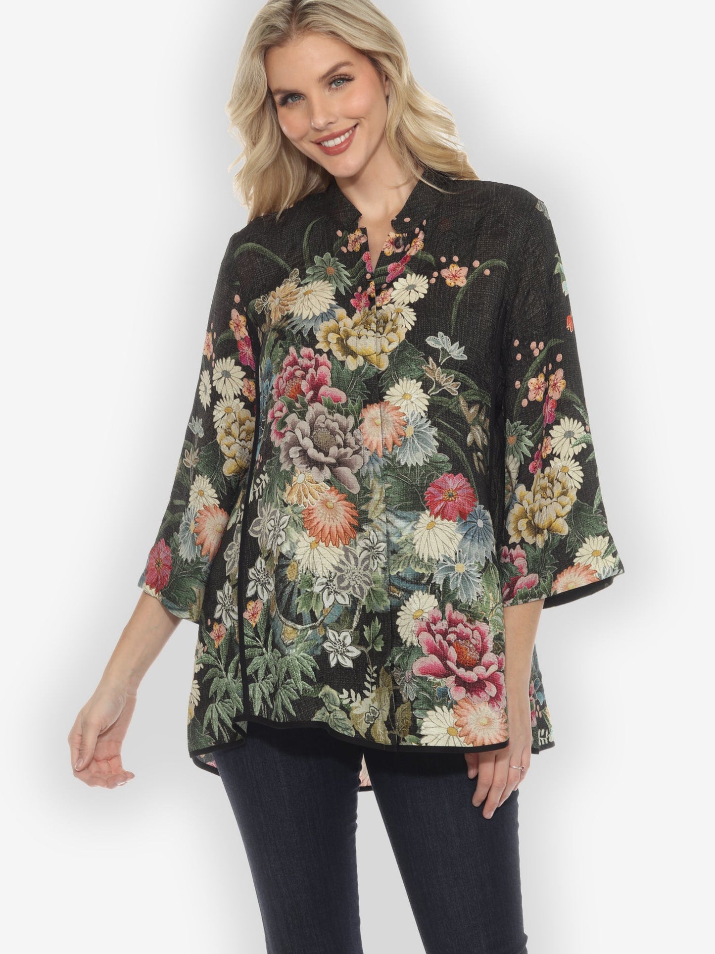 Jackets Vintage Flowers in Black Tummy Tuck Shirt