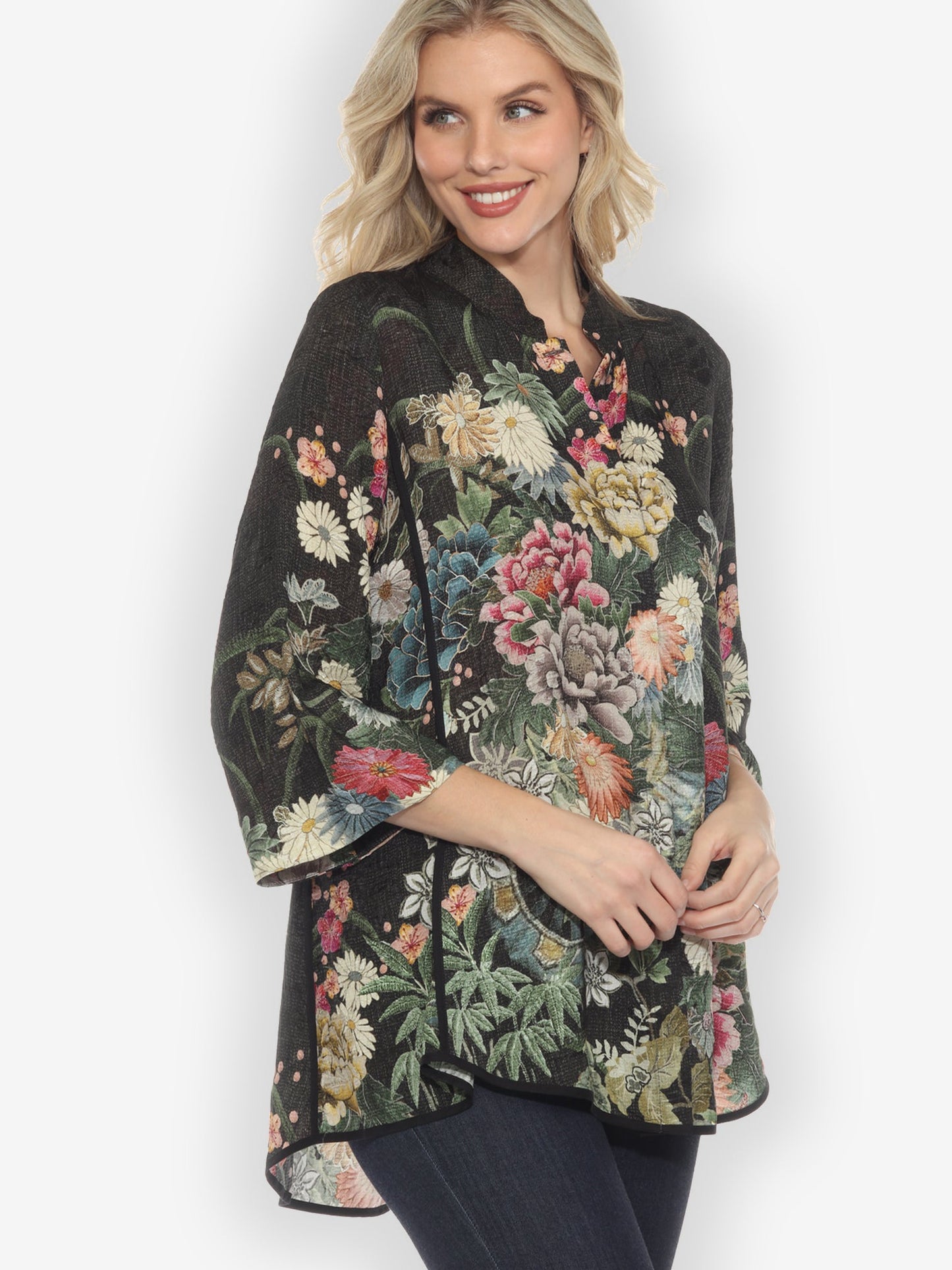 Jackets Vintage Flowers in Black Tummy Tuck Shirt