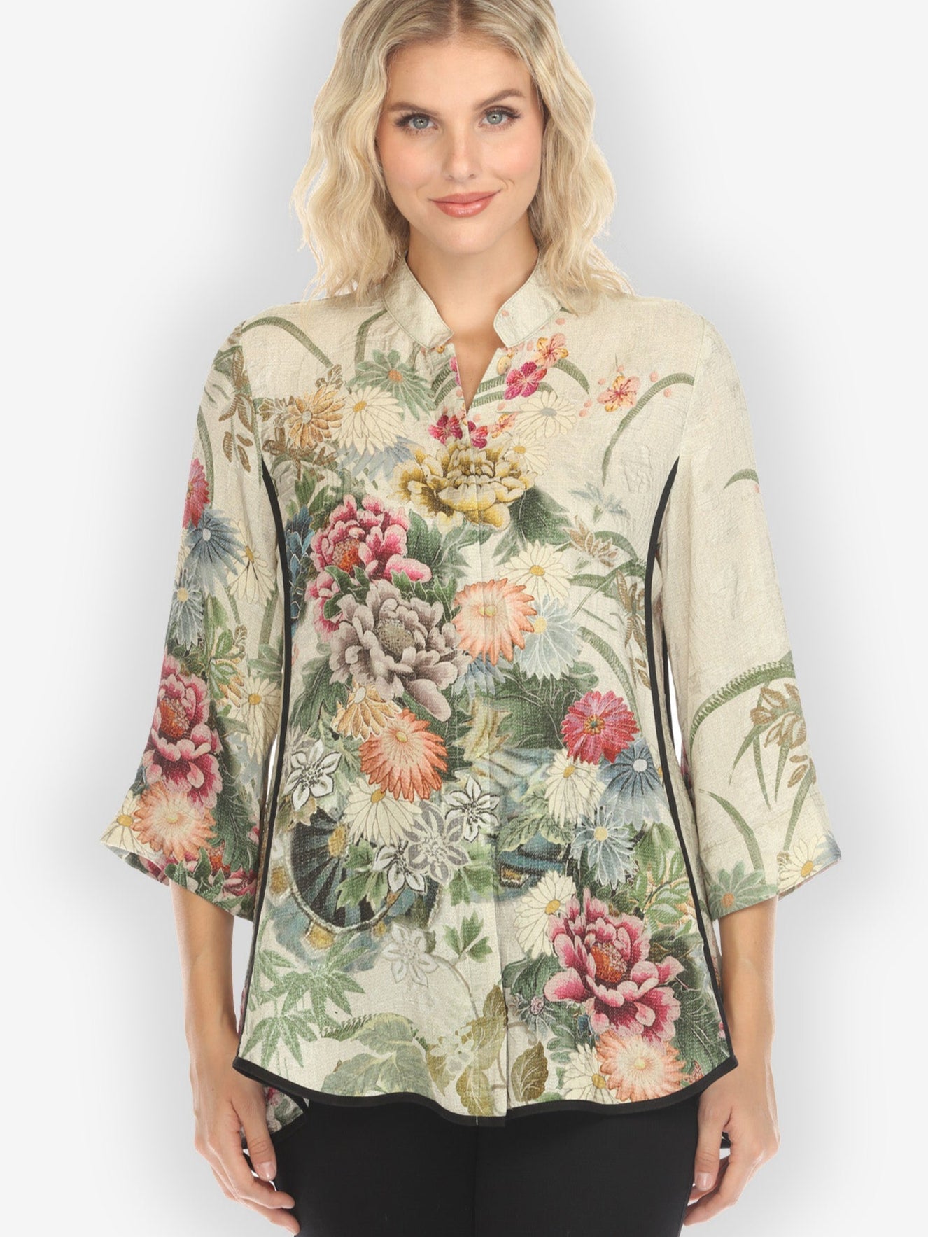 Jackets Vintage Flowers in Cream Tummy Tuck Shirt