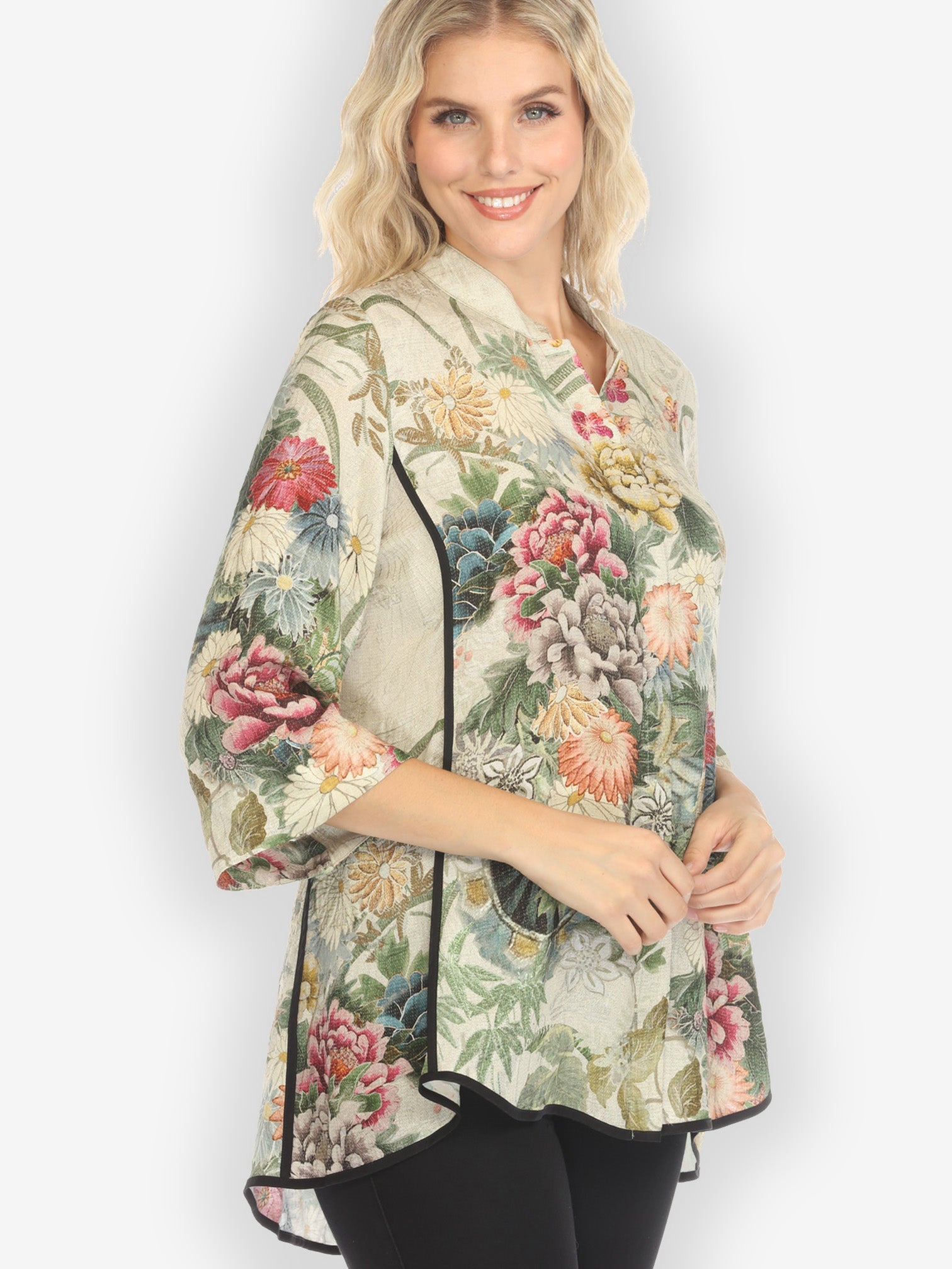 Jackets Vintage Flowers in Cream Tummy Tuck Shirt