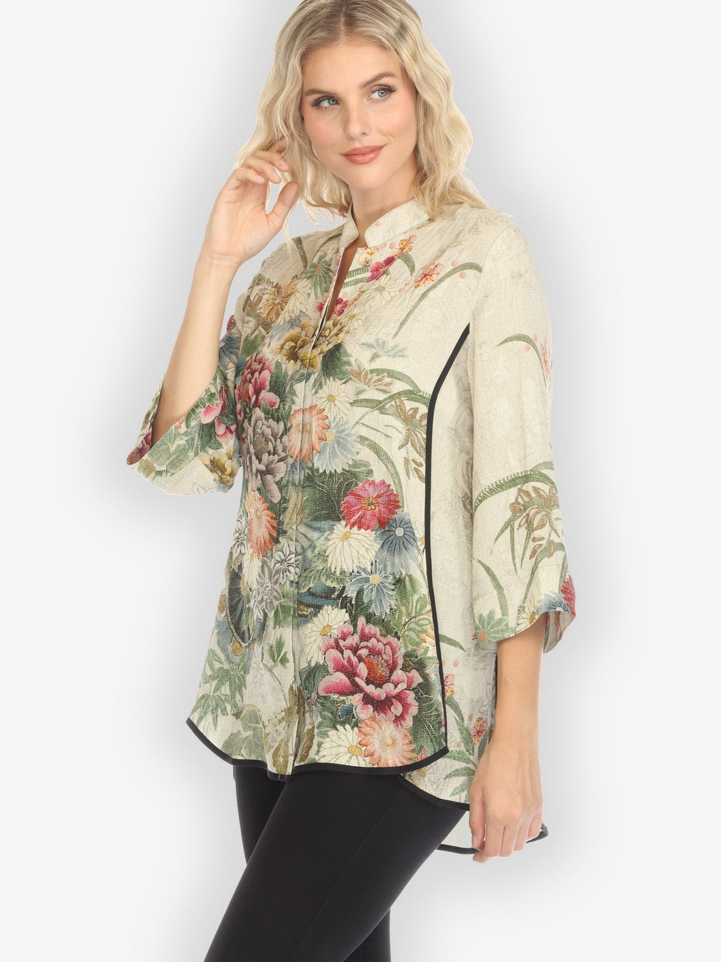 Jackets Vintage Flowers in Cream Tummy Tuck Shirt