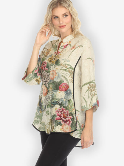 Jackets Vintage Flowers in Cream Tummy Tuck Shirt