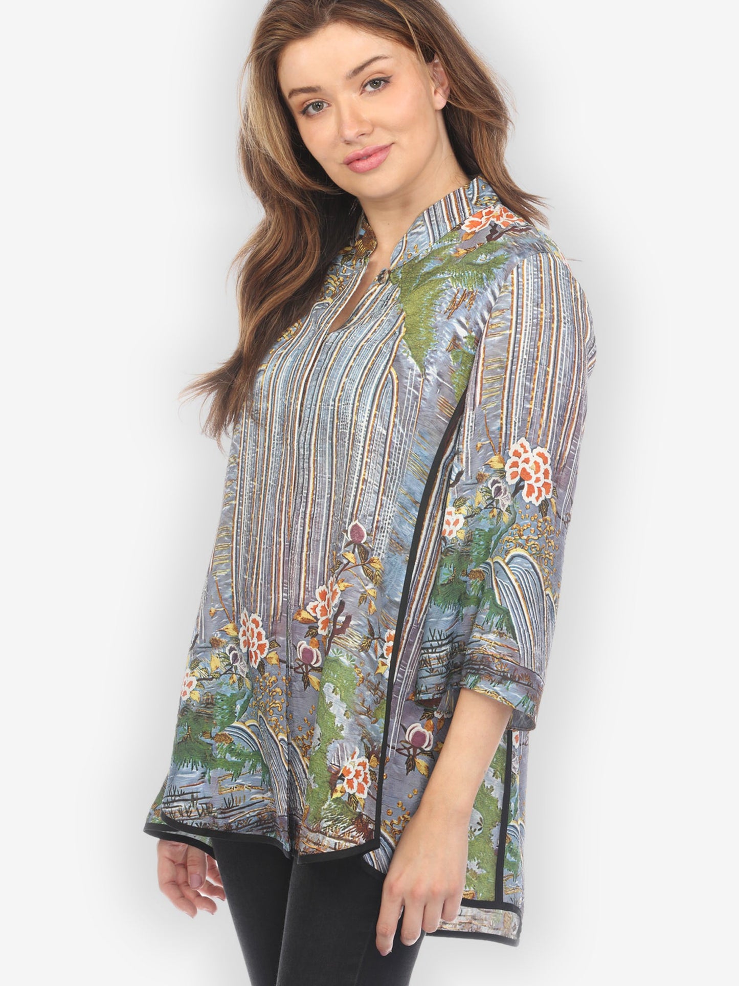 Jackets Waterfall and Flowers Tummy Tuck Shirt