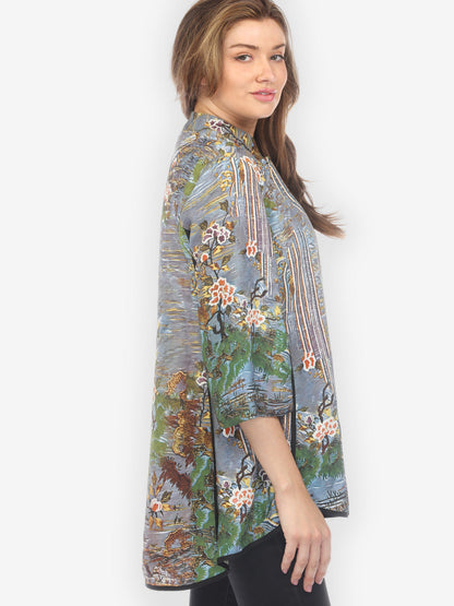 Jackets Waterfall and Flowers Tummy Tuck Shirt