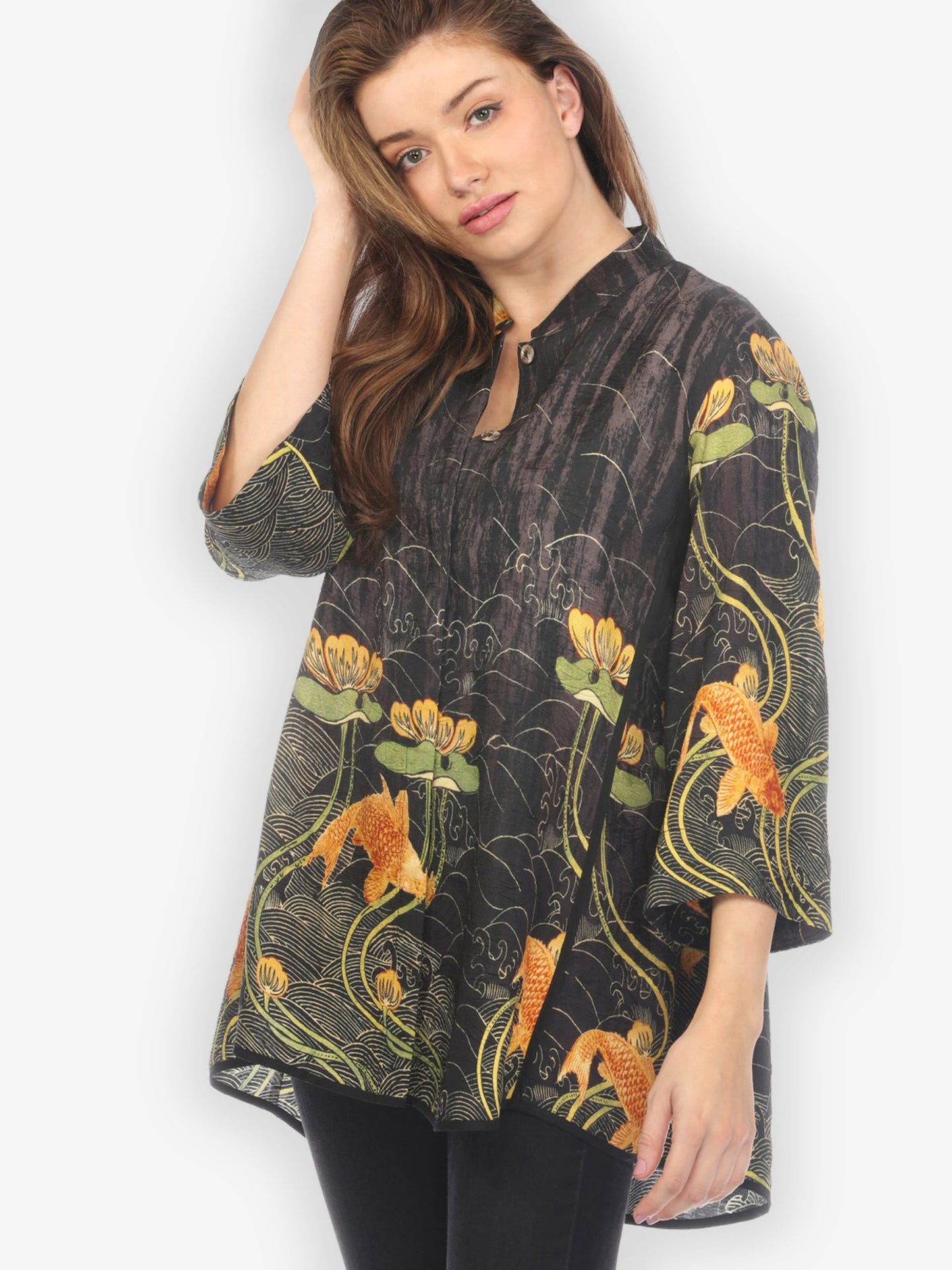 Jackets Water Lily Koi Tummy Tuck Shirt