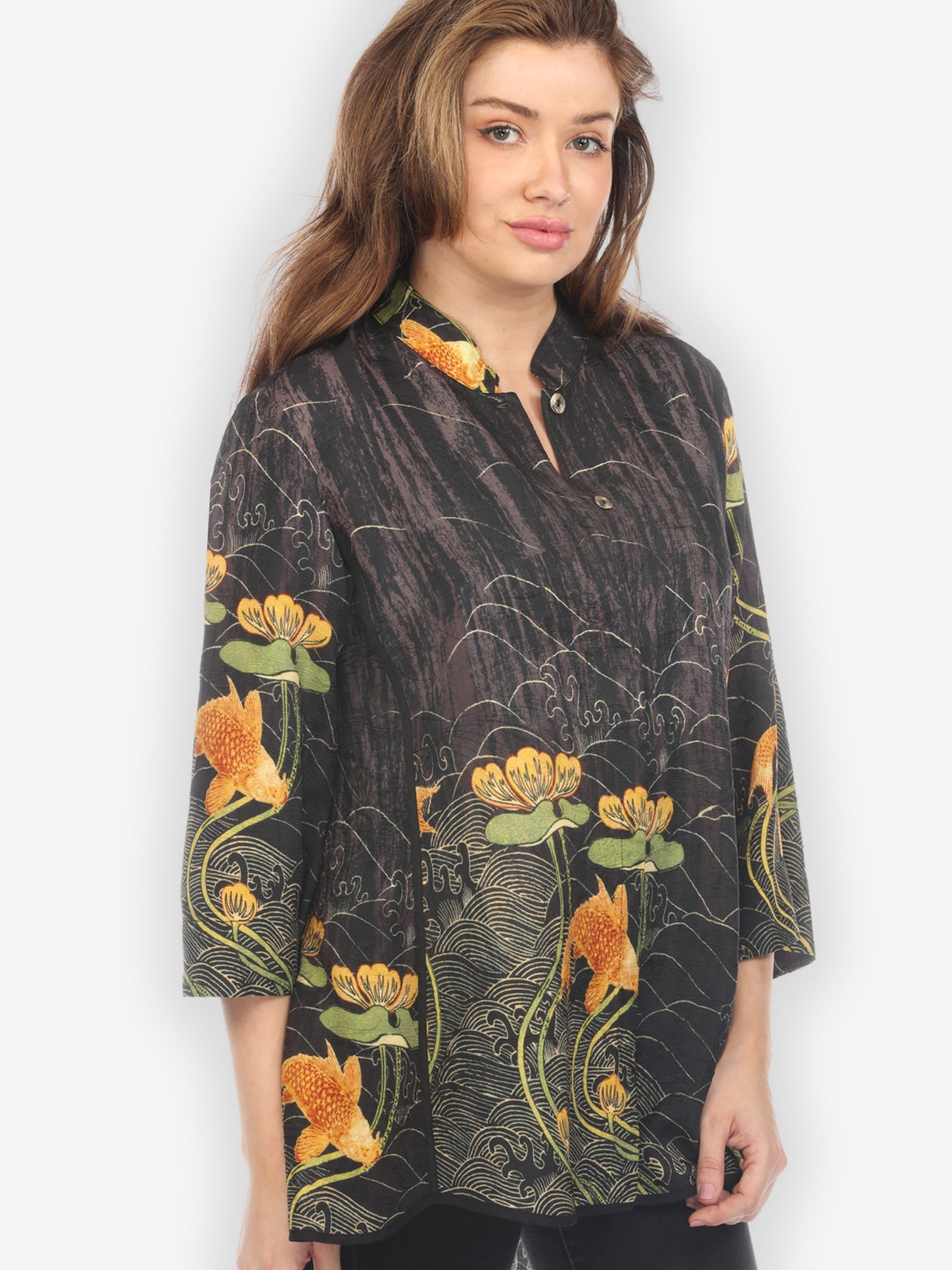 Jackets Water Lily Koi Tummy Tuck Shirt