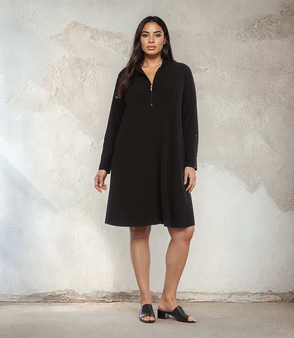 dress Plus Size Zip-Up Travel Jersey Dress