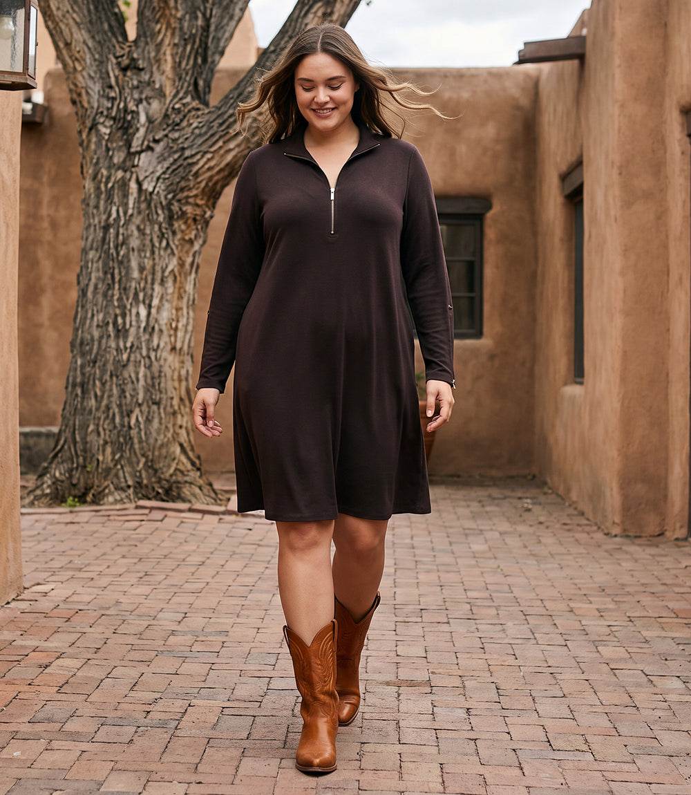 dress Zip-Up Travel Jersey Dress
