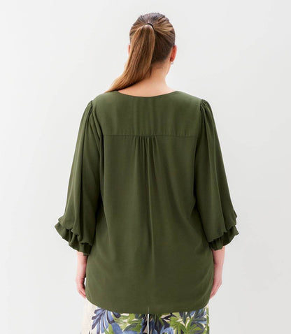 top Plus Size Layered Sleeve Asymmetric Top