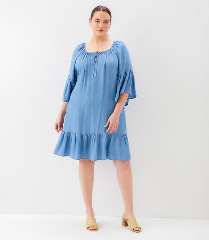 dress Plus Size Ruffle Hem Dress
