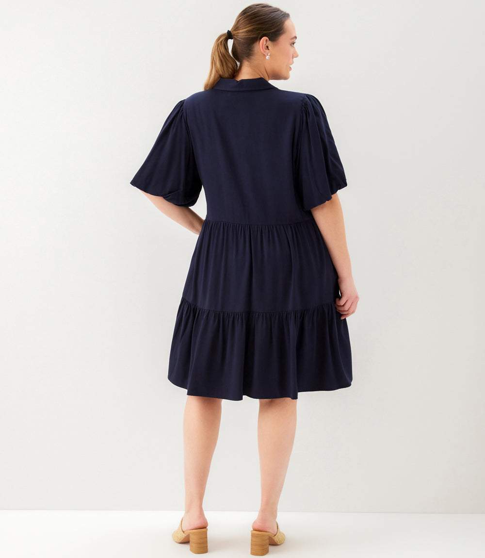 dress Puff Sleeve Tiered Shirtdress