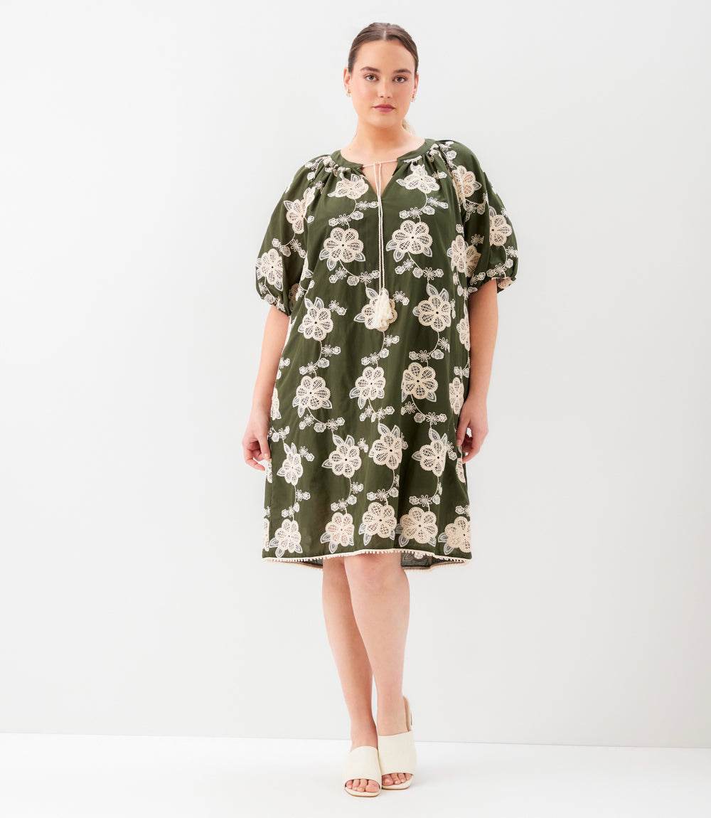 dress Plus Size Puff Sleeve Tassel Dress