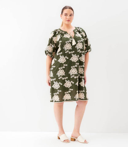 dress Plus Size Puff Sleeve Tassel Dress