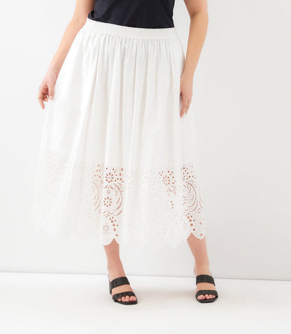 bottom Plus Size Cutout Embroidery Midi Skirt
