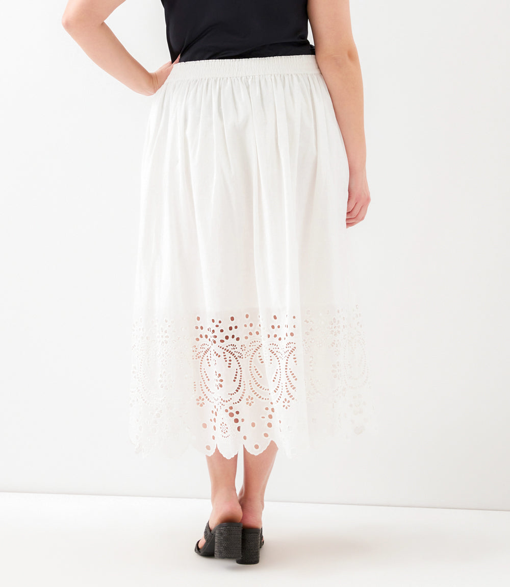 bottom Plus Size Cutout Embroidery Midi Skirt