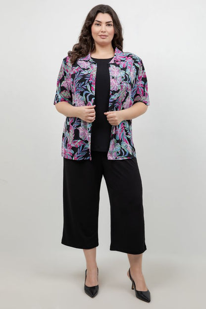 Vikki Vi Jersey Tropical Nights Camp Shirt
