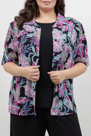 Vikki Vi Jersey Tropical Nights Camp Shirt