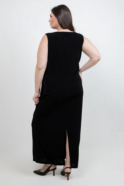 Dresses Vikki Vi Classic Black Jewel Neckline Maxi Dress