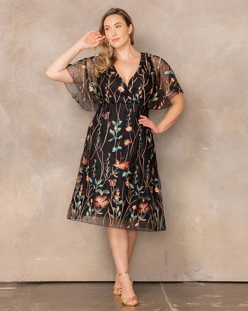 Dresses Sonnet Embroidered Midi Cocktail Dress
