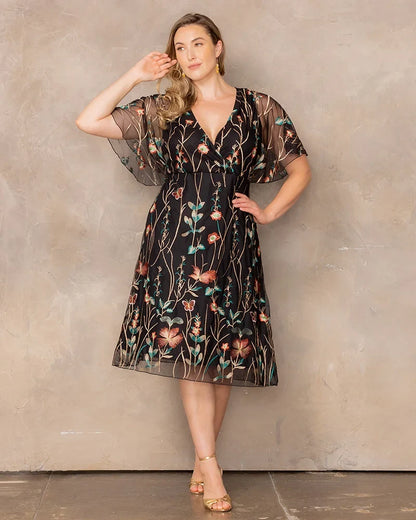Dresses Sonnet Embroidered Midi Cocktail Dress