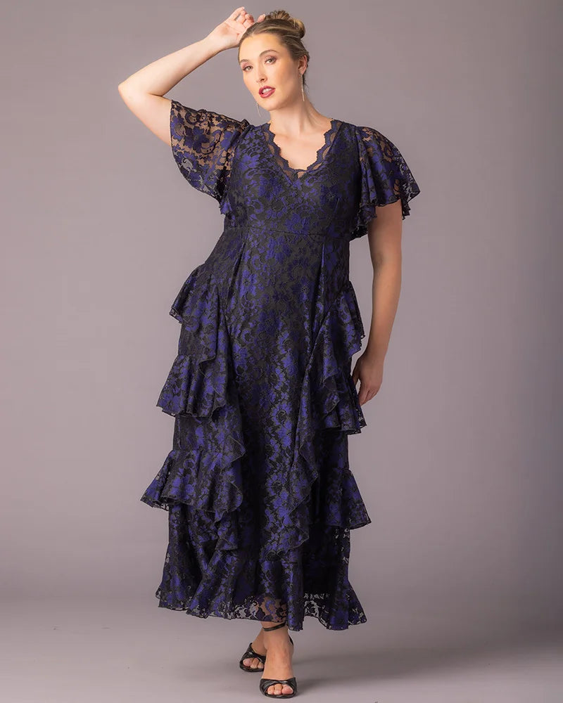 Mon Ange Tiered Lace Evening Gown