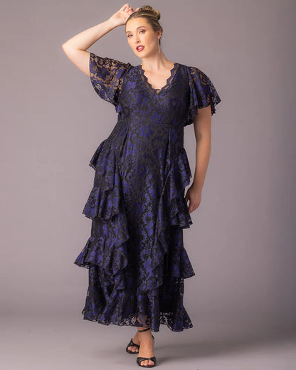 Mon Ange Tiered Lace Evening Gown
