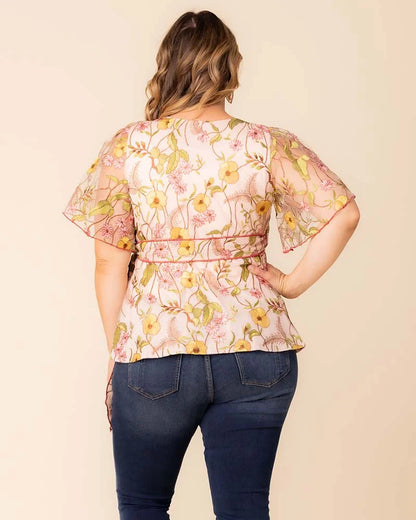 Tops Rosalie Embroidered Wrap Top