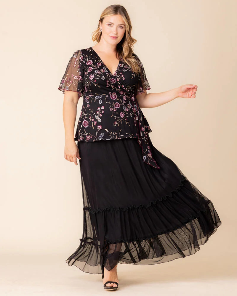 Tops Rosalie Embroidered Wrap Top