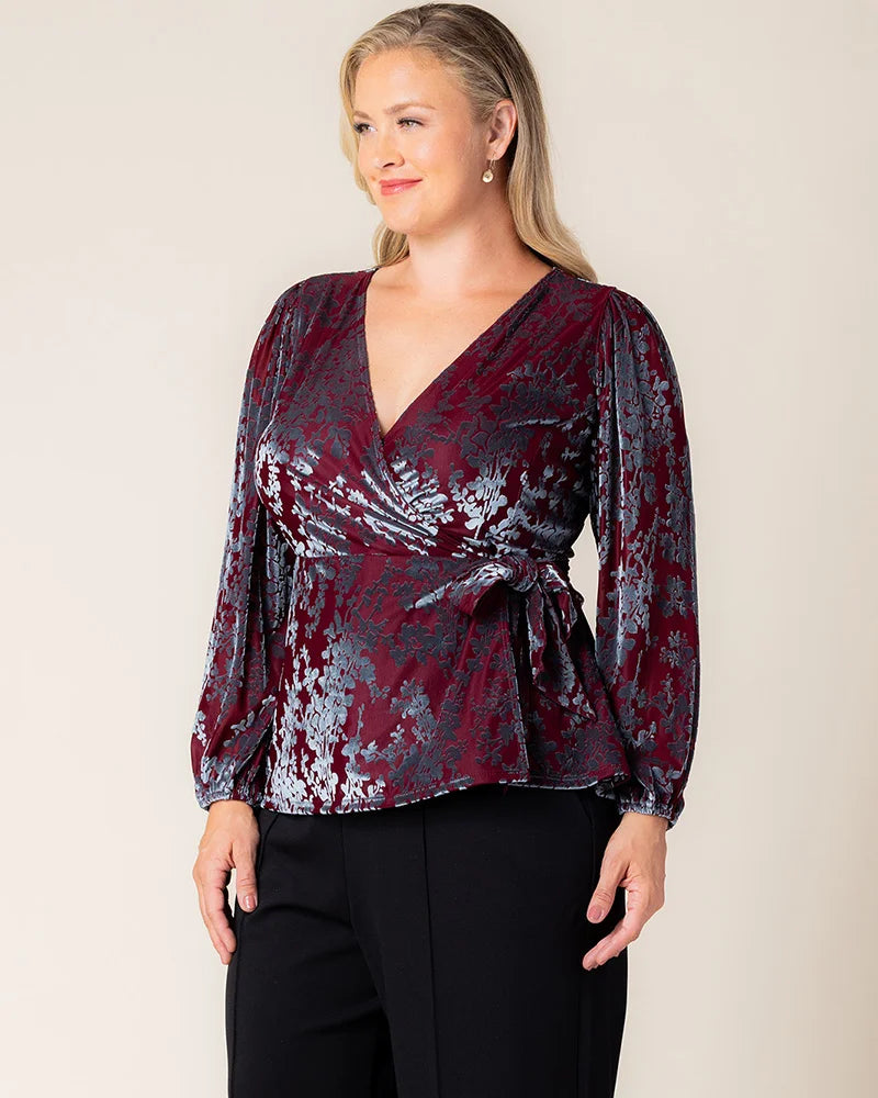 Tops Loretta Long Sleeve Velvet Wrap Top