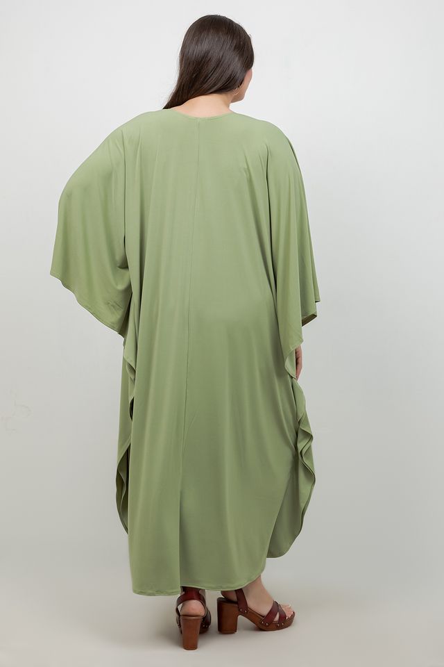 Vikki Vi Jersey Pistachio Zip Front Caftan